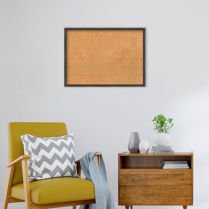 Amanti Art Natural Cork Board for Wall, 21x29 Vision Board with Brown Wood Frame, Medium Corkboard Office Decor for Home Organization, Casual Corkboard Pinboard to display items for home organization