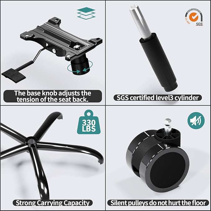 TRALT Office Chair - Ergonomic Desk Chair with Adjustable Lumbar Support, Mesh Computer Chair, Executive Chairs for Home Office Comfortable Lumbar Support (Dark Gray)