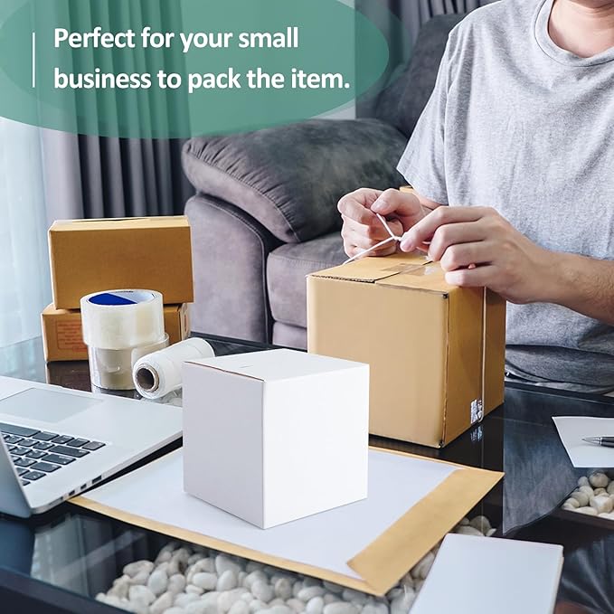 Eupako 6x6x6 Cardboard Box Mailers 30 Pack White Cube Corrugated Small Shipping Boxes for Packaging Small Business, Mailing