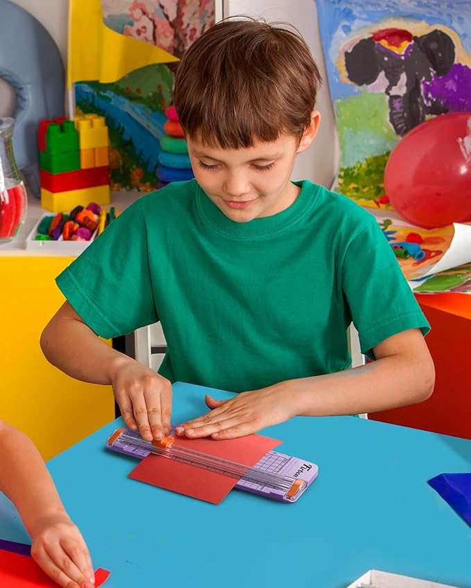 Firbon Purple A5 Paper Cutter, Straight Small Paper Trimmer with Side Ruler for Scrapbooking Craft, Paper, Coupon, Label, Cardstock