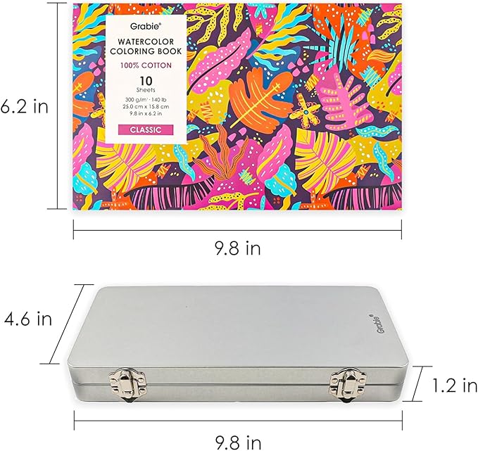 Grabie Watercolor Paint Set, Watercolor Paints, 168 Colors, Painting Set of Coloring Book, Water Brushes and Drawing Pencil, Art Supplies, Perfect Starter Kit for Watercolor Painting