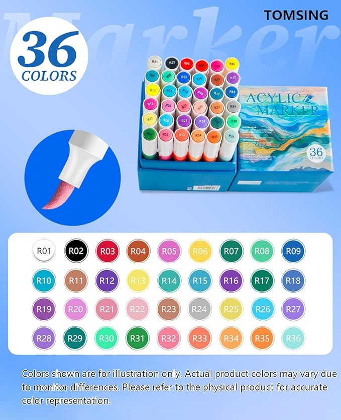 36 Colors Brush Markers Pens,Water-based Ink and Quick-Drying,Painting Supplies Perfect for Plastic Sheets Fabric Bags Ceramics Stone Pottery Wood and Handmade Crafts(36 Colors)