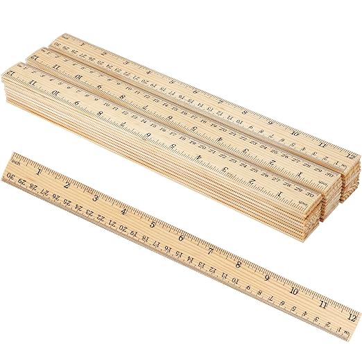 Zonon 30 Pcs 12 Inch Plastic Ruler Assorted Colors Ruler Bulk with Centimeters Millimeter and Inches Rulers First Day of School Gift for Kids School Classroom Office Supplies(Simple Color,Wood)