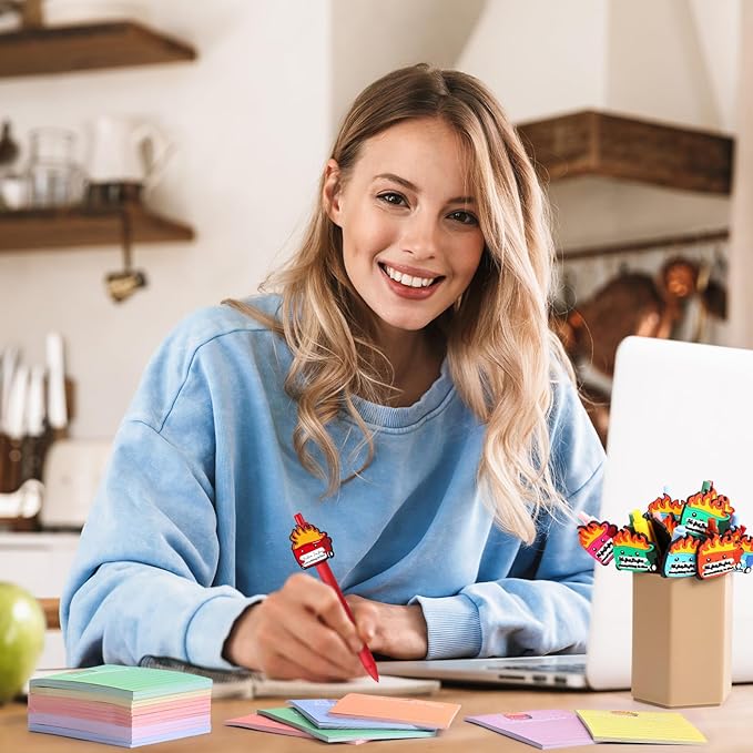 48 Pcs Dumpster Fire Sticky Notes and Pens Set, 24 Dumpster Memo Pads 24 Emotional Support Pens Employee Appreciation Gifts Supplies for Students Team Office Coworker Staff Employee Teachers