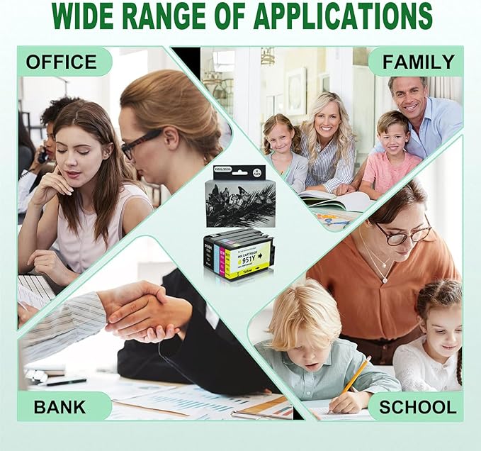 4 Pack 950XL 951XL Ink Cartridges Combo Pack Replacement for HP 950 951 Ink Cartridges for HP OfficeJet Pro 8100 8110 8600 8610 8615 8616 8620 8625 8630 8640 8660 251DW 276DW 271DW, (BK, C, M, Y)