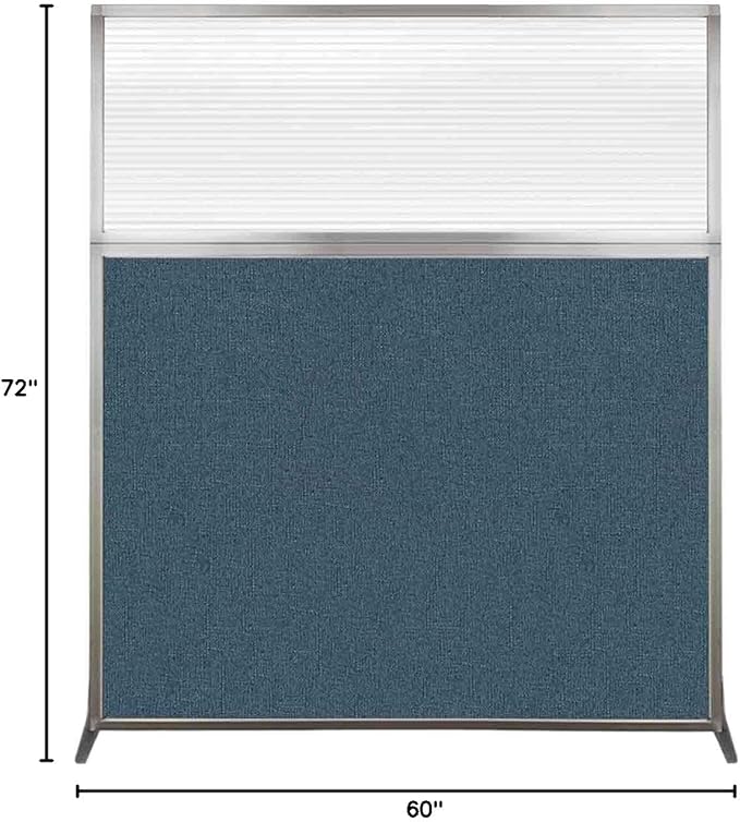 Versare Hush Screen Portable Room Divider | Workstation Wall Divider | Freestanding Privacy Hush Panels | Clear Fluted Windows | Fabric Office Divider Screen | Great for Room Separation