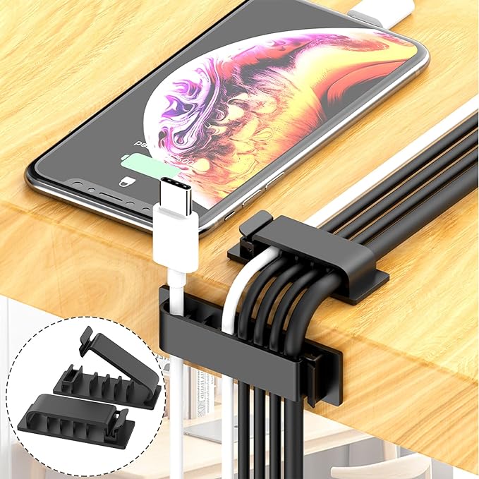 ELII 327 PCS Cable Management Kit 4 Cable Cable Sleeves,65 Cable Clips with 13Cord Holders,25 Roll Cable Organizer Straps,200 Fastening Cable Ties,20 Cable Zip Tie Mounts for Computer (Black)