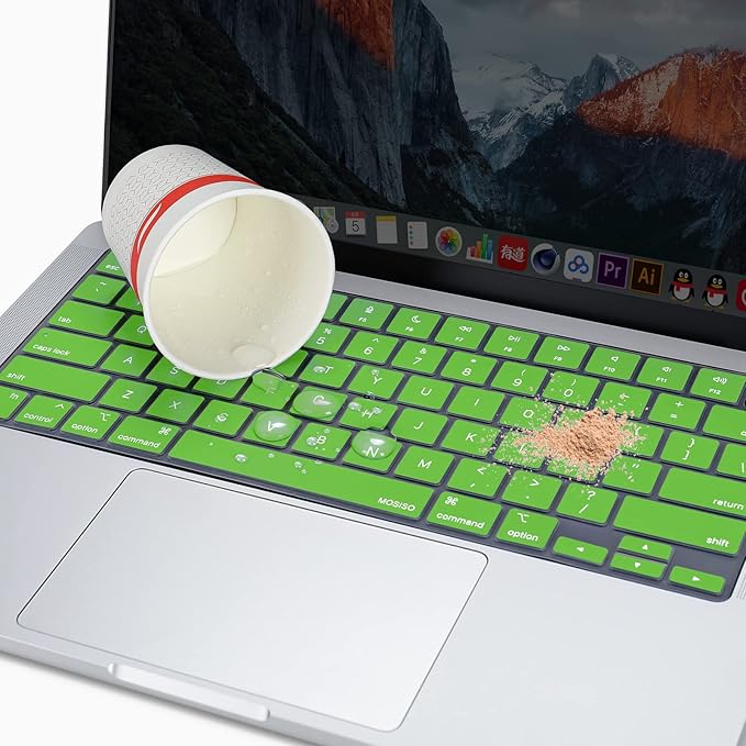 MOSISO Keyboard Cover Skin Compatible with MacBook Air 15 inch M3 A3114 M2 A2941/Air 13.6 A3113 A2681/Pro 14/16 M4 M3 M2 M1, Lime Green