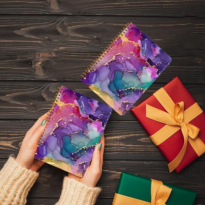 CFGBFDGH 2Pcs Abstract Art Covering Spiral Notebooks for Work, A5 Hardcover Notebook Journal for Women, 8.3x5.8inch 160 Pages College Ruled Notebook Travel Journal for Writing Office Note Taking