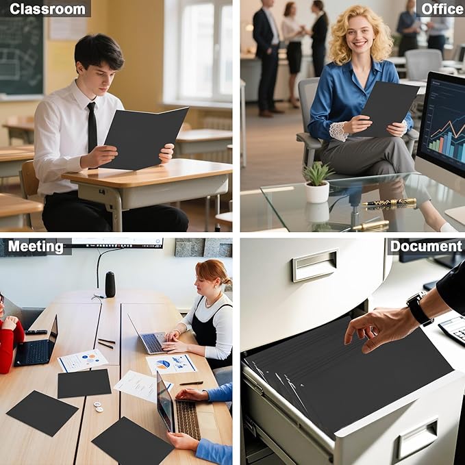 Folders with Pockets, LAYZZ 60 Pack Paper Pocket Folders, 2 Pocket Folders Fits Letter Size Paper, for School Office and Home (Black)