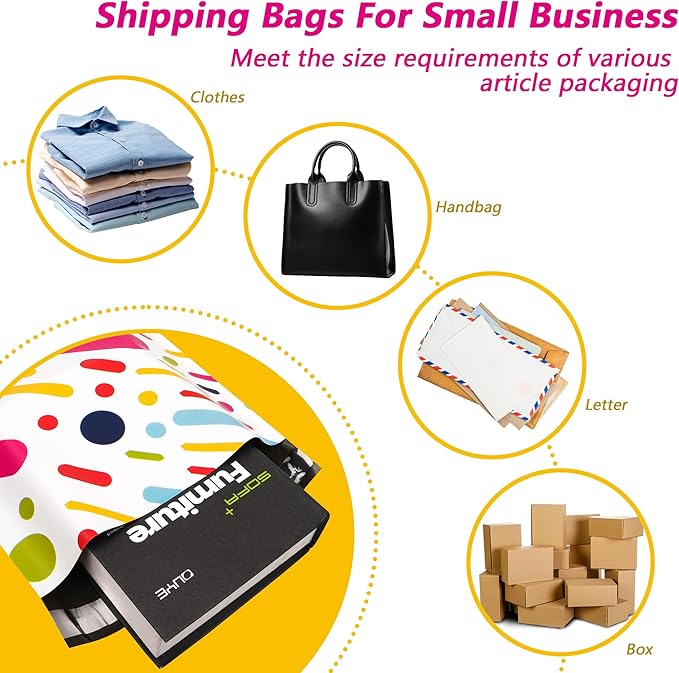 Poly Mailers 10x13 Inch 25 Pcs - Color Stripe Printed Shipping Bags, 2.4mil Thickness, Waterproof and Tear Resistant Mailing Envelopes, Self-Sealing Packaging Bags for Small Business