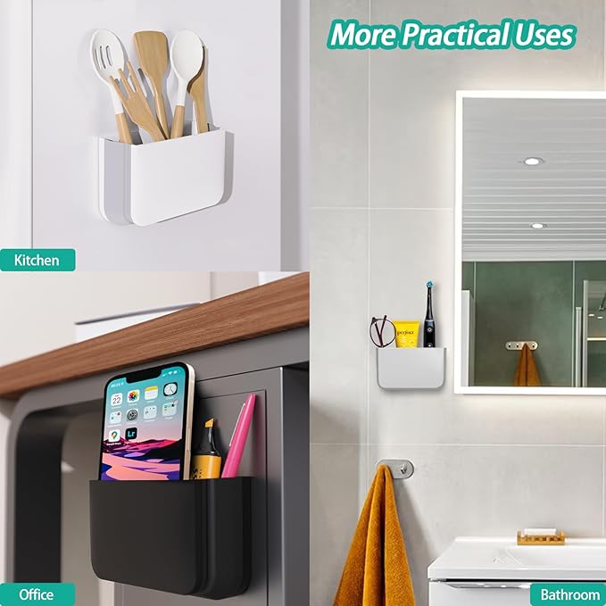 Magnetic Remote Control Holder Wall Mount, 2 Pack TV Remote Holder Wall Mount, Magnetic Pen Holder for Refrigerator, Whiteboard Marker, Locker Organizer, Office Organizer (White)