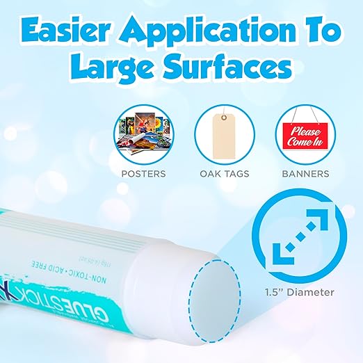 Darice Giant Glue Sticks, Large 115-gram/4.05oz Jumbo XL Glue Stick - Washable, Non-Toxic - Classroom School Supplies - 6 Pack