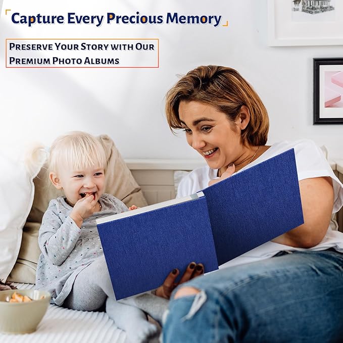 Photo Album Self Adhesive Scrapbook,Large Photo Book for 4x6,5x7,8x10 Pictures,DIY Album for Baby Wedding Family Travel Birthday,with Metallic Pen and Scraper