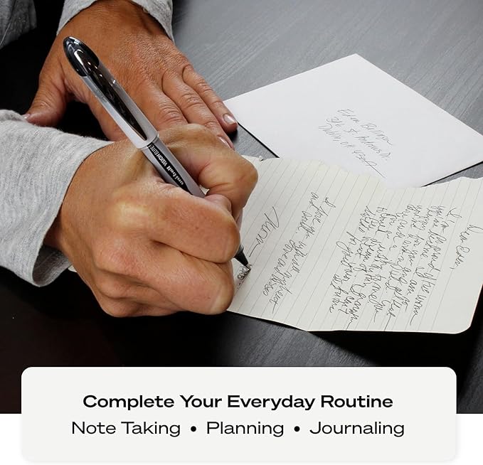 Vision Elite Rollerball Pens, Bold Point (0.8mm), Black/Blue Ink, 4 count, Bundle with Plastic Reusable Pouch