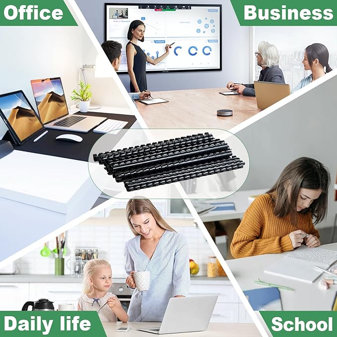 HOUYEE 5/16 Inch Plastic Binding Comb 19 Ring, 40 Sheet Capacity, Letter Size Black Comb Binding Spines (100 Pack)