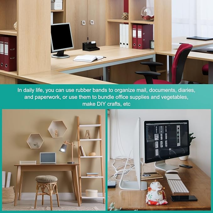 uxcell 750Pcs Rubber Bands, 2.36 x 0.12 Inch Elastic Stretchable Rubber Bands Home Office Supplies for File Folders Little Boxes Securing Trash Can, Yellow