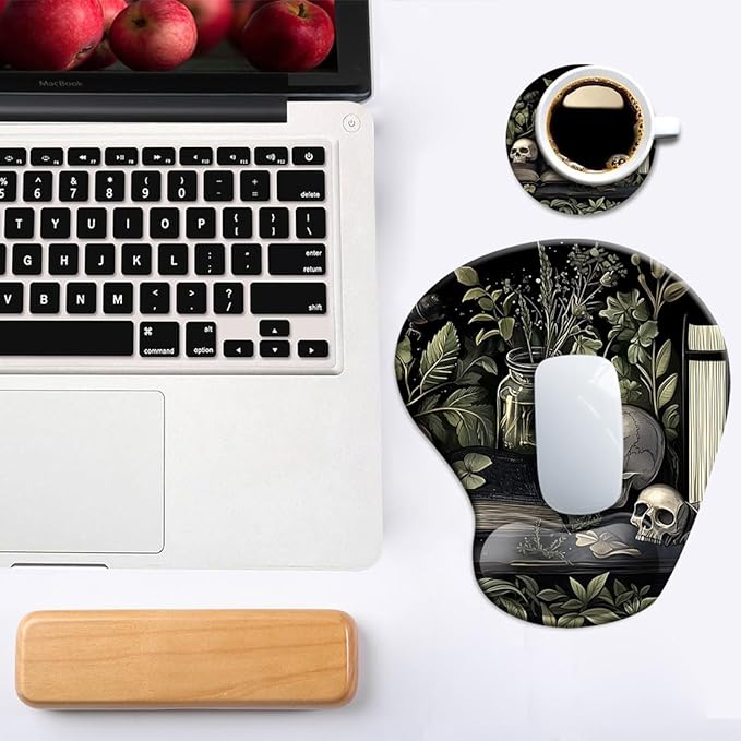 Ergonomic Mouse Pad with Wrist Support,Mouse Pad with Wrist Rest and Coaster Set,Office Supplies Non-Slip Mouse Pads for Desk, Non-Slip Comfortable,Goth
