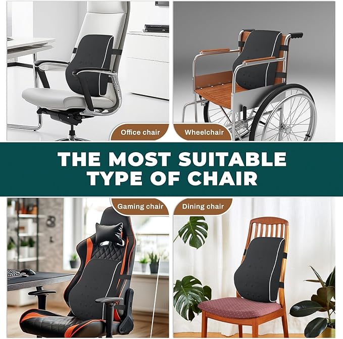 QUTOOL Lumbar Support Pillow with DIY Gift Box - Birthdays Gifts for Women Men, Ergonomic Back Support with Breathable 3D Mesh Cover, Suited for Office Chairs, Gaming ChairsοΌCar, Home Use (Black)