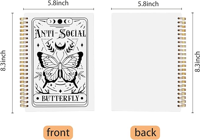 The Anti-Social Butterfly Tarot Journal Notebook - Introvert Gifts, Tarot Lover Gifts, Witchy Journal, Butterfly Gifts for Women, Witchy Gifts for Women Spiral Notebook 5.5x8.3