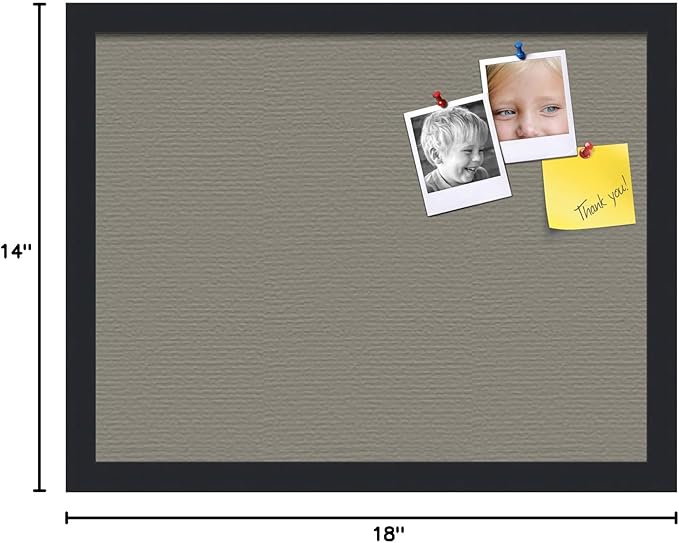 PinPix 18x14 Inch Cork Bulletin Board. This Decorative Framed Pin Board Comes with Pewter Design and a Satin Black Frame. Ideal for Home Office Decor or Message Board (PinPix-1812)