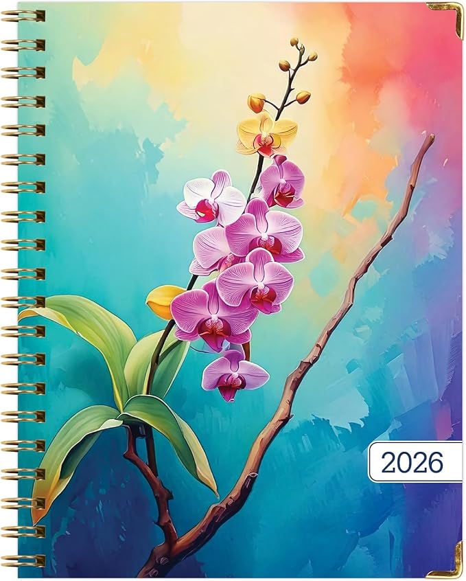 HARDCOVER 2026 Planner, 8.5"x11": 14 Months (November 2025 - December 2026), Daily Weekly Monthly Planner, Yearly Agenda, Bookmark, Pocket Folder and Sticky Note Set (Orchid)