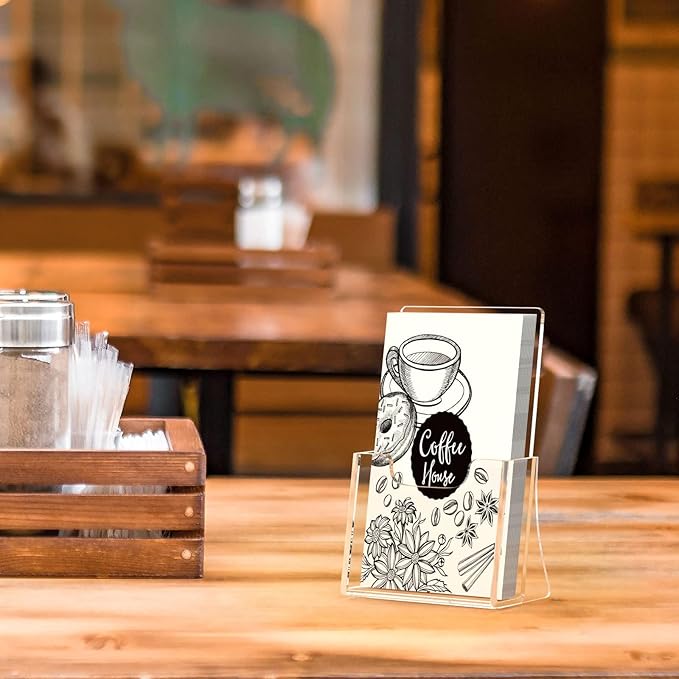 HIIMIEI 2 Pack 4 inch Wide Acrylic Brochure Holders for Pamphlets, Cards, Brochures, Magazines, Literature, Pamphlets Display Stand for Countertop