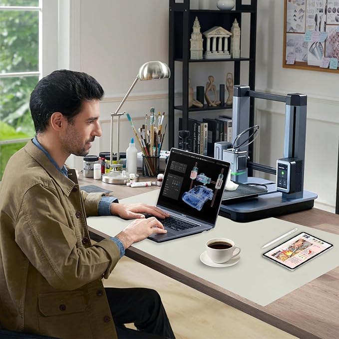 Wireless Charging Mouse Pad with for Desktop Charging Large Desk Mat 32"x16" Waterproof Gray Leather Computer Mat Mousepad Non-Slip Protector on Top of Desks for Keyboard and Mouse (Gray-L)