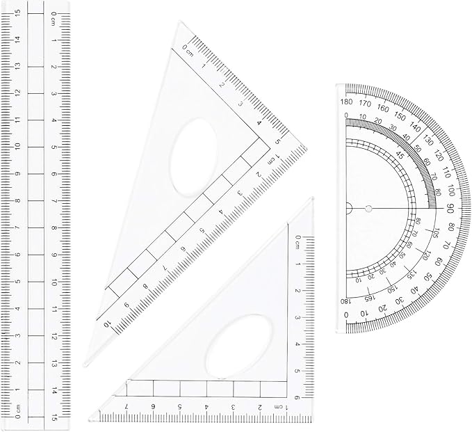 Math Geometry Kit Sets 10 Piece Student Supplies with Shatterproof Storage Box,Includes Rulers,Protractor,Compass,Eraser,Pencil Sharpener,Lead Refills,Pencil,for Drafting and Drawings(Blue)