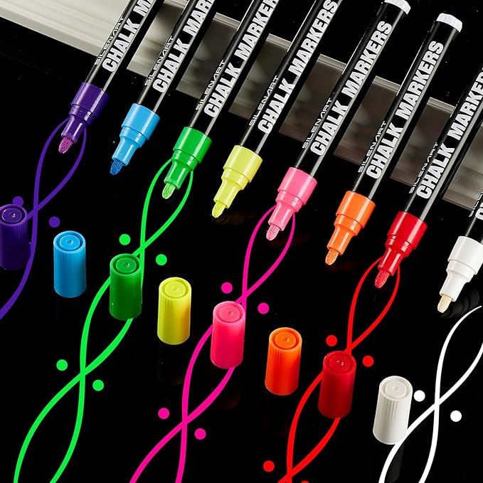 SILENART Purple Chalk Markers for Blackboard, Liquid Chalk Marker Pen for Chalkboard Dry Erase Calendar Board Car Windows Glass Menu Board - Erasable, Bold Tip, 8 Pack