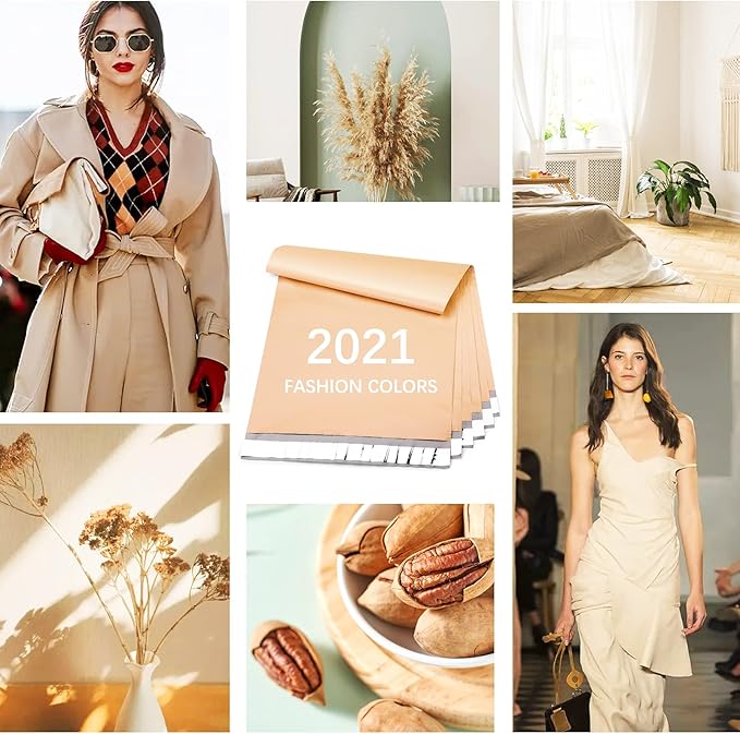 Metronic Poly Mailers 14.5x19 500 Pcs | Medium Size Shipping Bags for Clothes | Large Poly Mailer Bags, Shipping Envelopes, Mailing Bags for Small Business, Strong Adhensive Poly Bags Beige