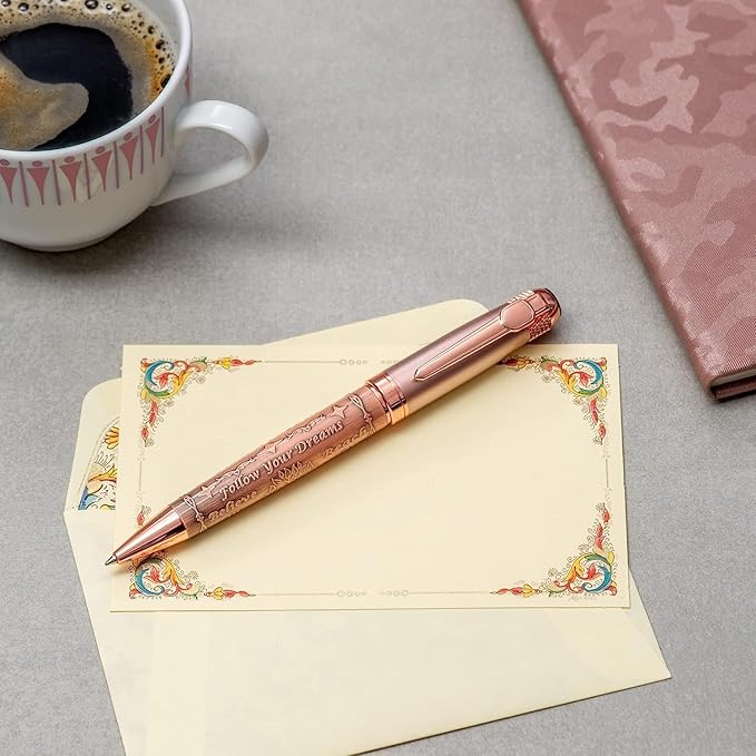 S&R Somit Fancy Pen with Gift Box - Luxury Pen for Women ā Valuable Business, Office, Executive Gift for Family & Friends ā Special Engraving & Led Decorative Box (GOLDEN ROSE)