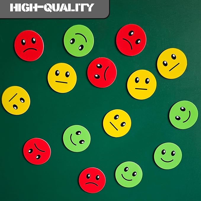 60 Pcs 1” Red Green Yellow Smiley Face Magnets, Colored Magnetic Dots for Whiteboard, Refrigerator, Office, Classroom (60, Red/Green/Yellow-Colors)