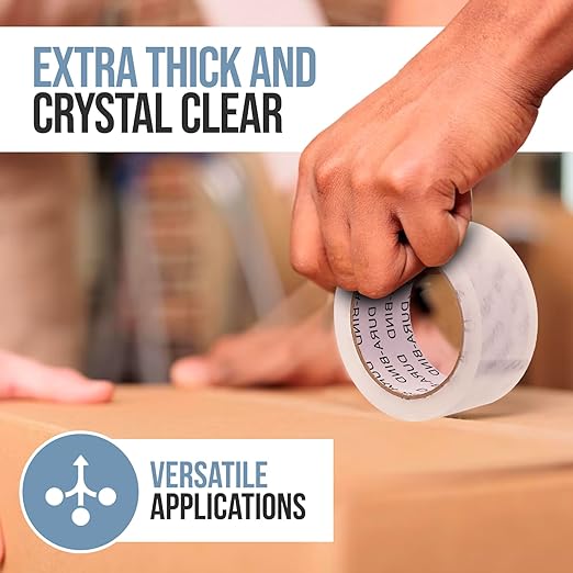 Durabind Heavy Duty Packing Tape 6 Pack. Rolls are 60 Yards x 2in. Tough Clear Tape for Shipping, Packing, Moving, Mailing, and All Box Types. Professional Grade. (6)