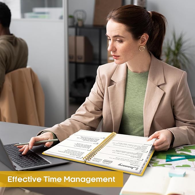 2026 Planner, Weekly and Monthly Calendar Planner, January 2026 - December 2026, Hardcover 2026 Calendar Planner Book with Tabs For Women & Men, Inner Pocket, Spiral Bound, Perfect for Office Home School Supplies - A4 (8.5" x 11"), Yellow