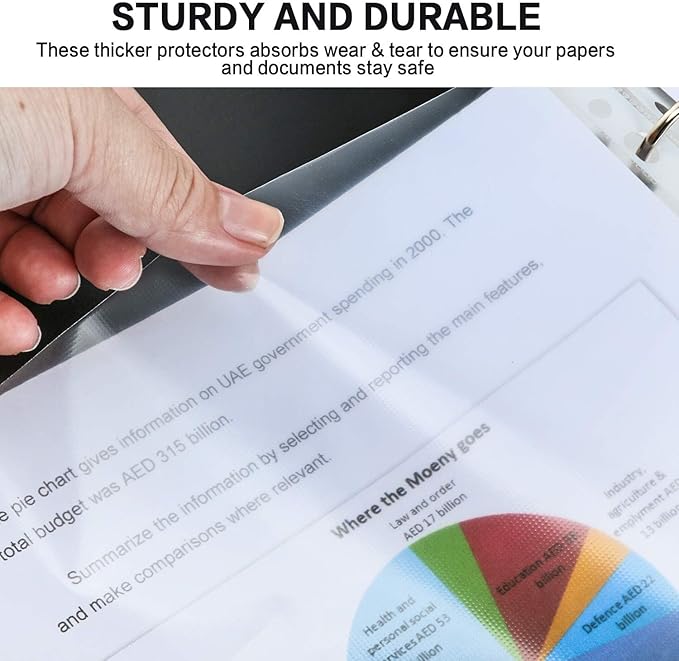 Sheet Protectors, PANDRI 900 Pack Clear Heavy Duty Plastic Page Protectors Sheet Reinforced 11-Hole Fit for 3 Ring Binder Fits Standard 8.5 x 11 Paper, 9.25 x 11.25 Top Loaded, Excluding Acid