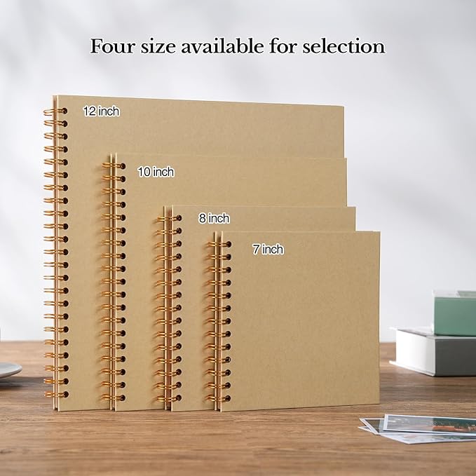 potricher 7 x 7 Inch DIY Scrapbook Album 40 Pages Hardcover Kraft Paper Scrap Book Photo Albums Memory Book for Wedding and Anniversary Family (Yellow, 7 Inch)