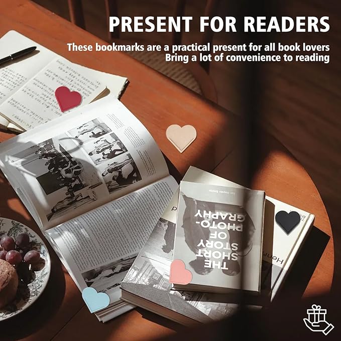 9 Pcs Leather Heart Bookmarks, Cute Heart Bookmark Corner, Bookmarks for Women, Book Marks for Teachers Students School Office Home Supplies