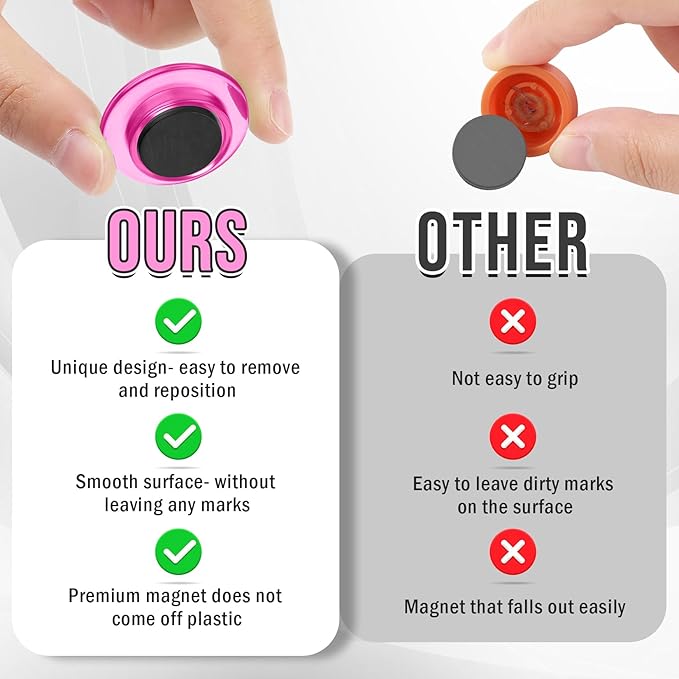 VNDUEEY 45 Pcs Round Whiteboard Magnets, Refrigerator Magnets, Dry Board Fridge Magnet, Small Magnet Teacher Supplies for School, Home, Office(Pink, 3cm/1.18in)