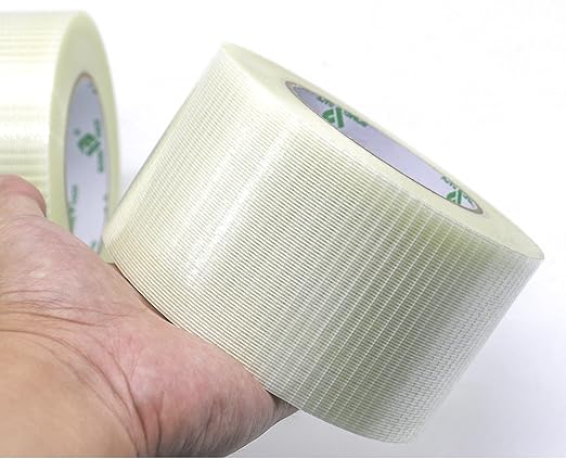 BOMEI PACK Fiber Reinforced Packing Tape, Clear Bi Directional Filament Strapping Tape 3Inch x 55yds 6.7Mil, Total 110yds