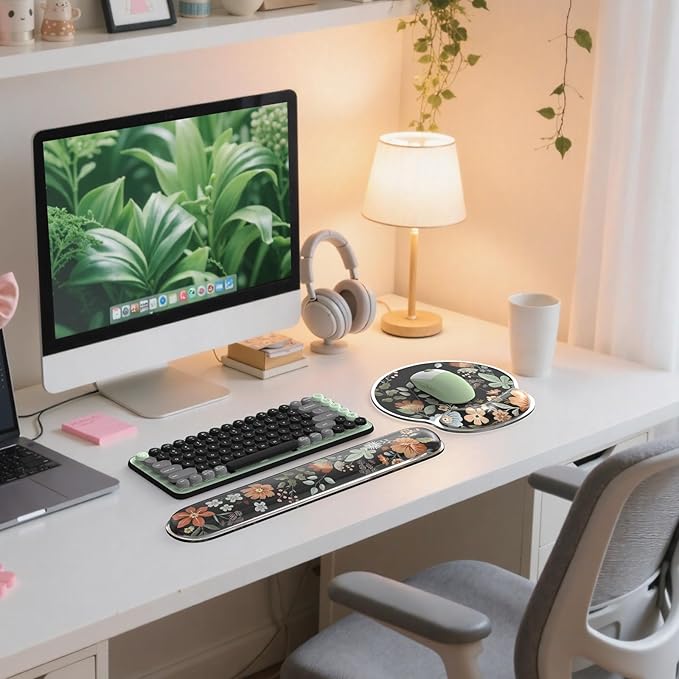 iCasso Silicone Wrist Rest for Keyboard and Mouse,Cool Soft Computer Wrist Support Hand Arm,Gel Keyboard Cushion for Typing Pain Relief,Ergonomic Design Mouse Pad for Women Girl