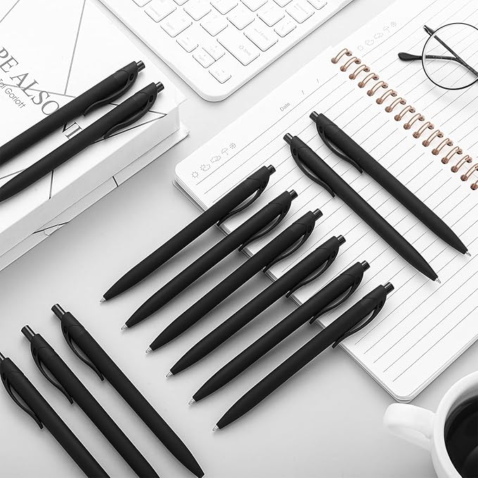 Fulmoon 150 Pcs Ink Click Pens Bulk Gel Writing Retractable Ballpoint Pens 1.0 mm Medium Point No Bleed Bulk for Office Supplies Teacher Stationery(Black)