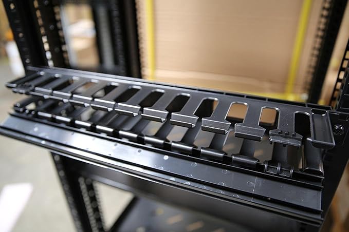 Raising Electronics 1U Horizontal Rack Mount Cable Management Unit with Panel Plastic 19" Rack Mount