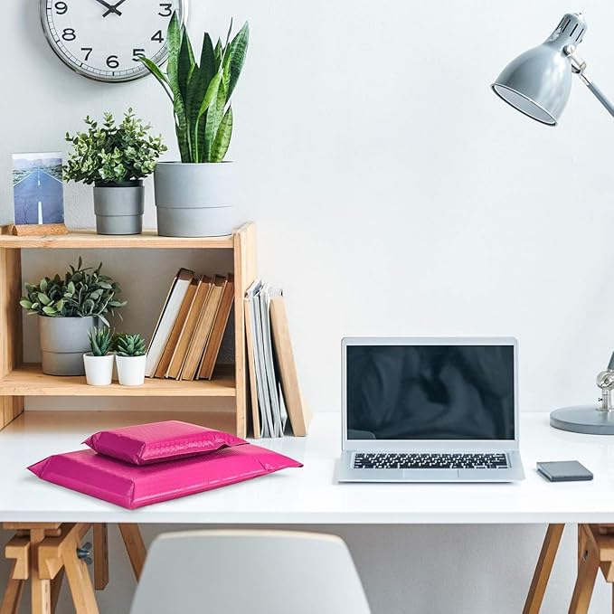 Fuxury Bubble Mailer 8.5x12 Inch 250 Pack Self-Seal Adhesive Padded Envelopes Bulk, Water Resistant Padded Mailers for Mailing,Packaging,Small Business,Shipping, Hot Pink #2