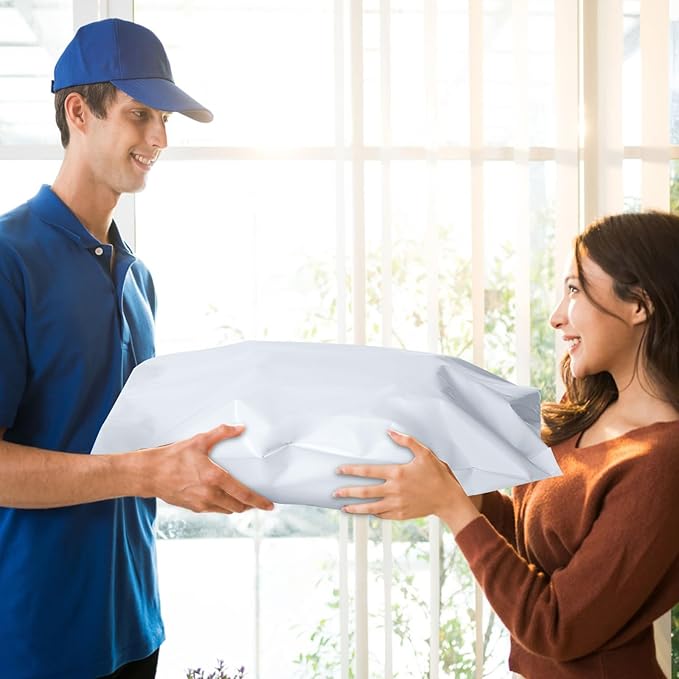 Large Poly Mailers 19x24 Inch 100 Pack, Shipping Bags for Clothing with Self-Sealing Tear-Resistant, Waterproof Poly Bags, Mailing Envelopes for Small Business (White)