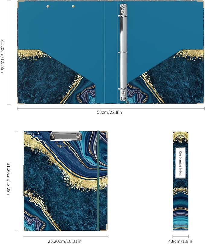 Ospelelf Binder with Clipboard 1 Inch, D Ring Binder for Letter Size (11" x 8.5") with Dividers, File Folder Labels, 3 Ring Binder with Storage for School and Office Supplies