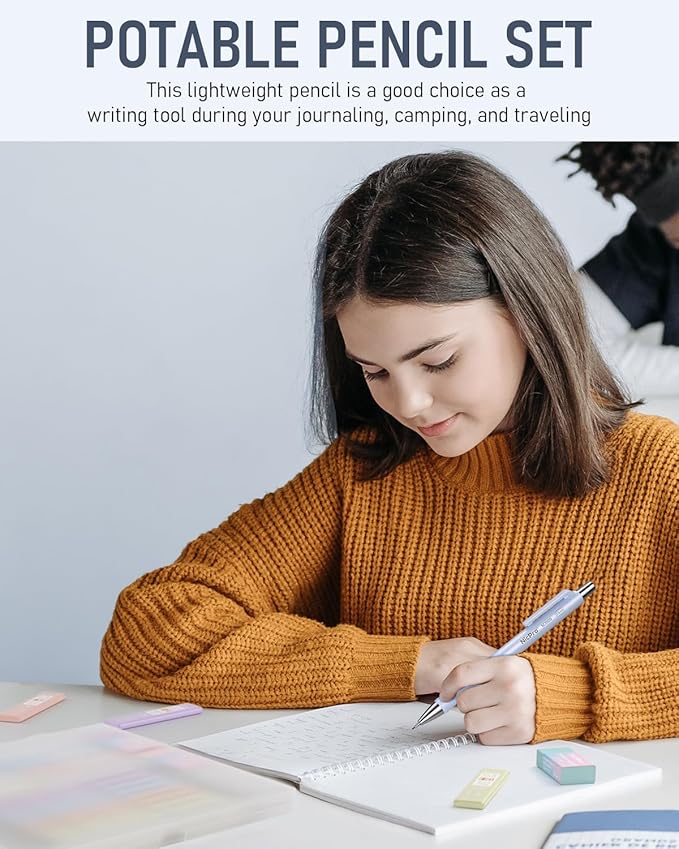 Nicpro 8 Pack Pastel Mechanical Pencil 0.5mm, Cute Fast Click Mechanical Pencils Set with 480PCS HB Lead Refills, 3 Erasers with Case, Aesthetic School Supplies for Writing Drawing Sketching