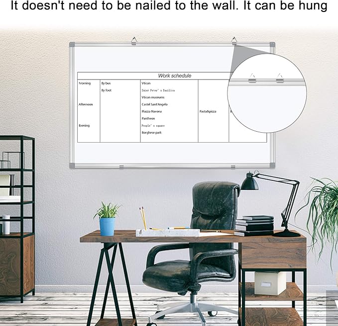 H-Qprobd White Board 36" x 24" Dry Erase Board for Wall Whiteboard 3' x 2' (2 Pack) Magnetic Presentation Board with Long Pen Tray, Wall-Mounted White Boards for Home, Office and School