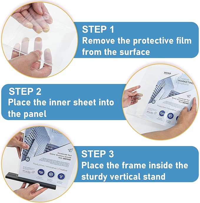 Acrylic Sign Holder 4x6, 12 Pack Clear Double Sided Menu Vertical Display Stand for Restaurants, Office, Store, Show Fair