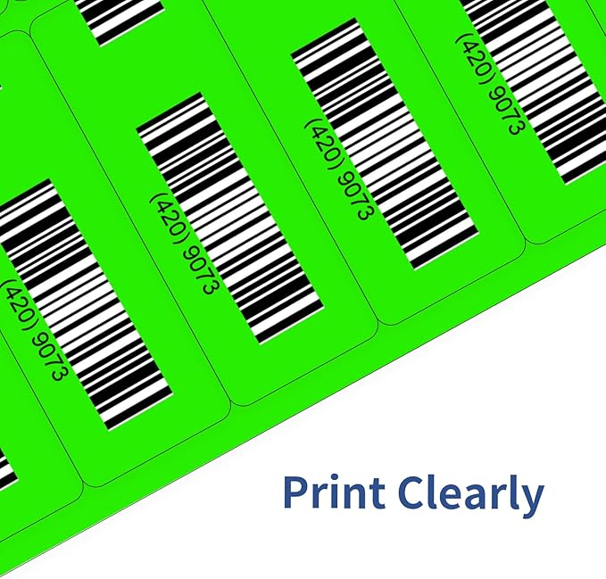 STARLIBOO 1" x 2-5/8" Address Labels- Neon Color Fluorescent Stickers for Laser/Inkjet Printer mailing Labels 8.5"×11"- Fluorescent Green